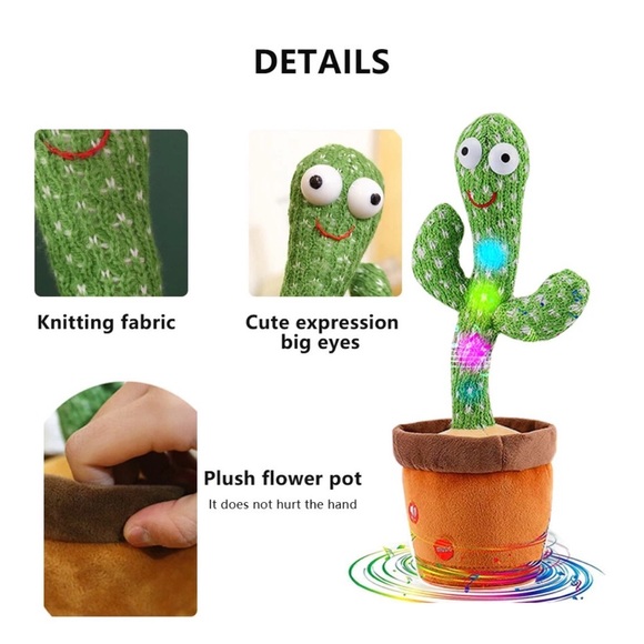 Interactive Singing & Dancing Cactus Plush Toy Imitates your Voice - Green - Picture 5 of 7